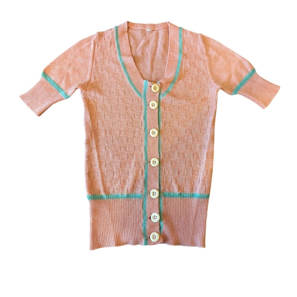 Peach & Mint Sweater Cardigan Top Shirt Button Up Women XS